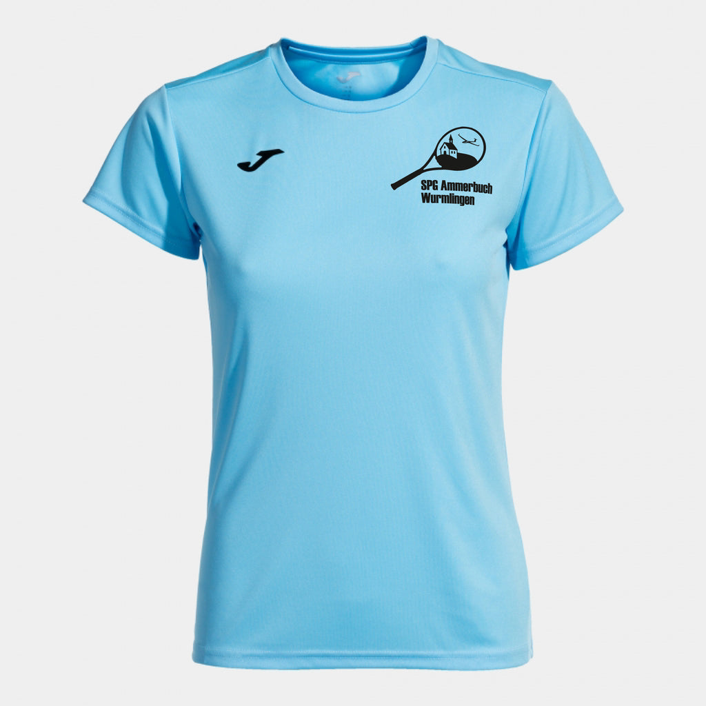 Damen T-Shirt Combi Sky Blue Vorderseite – individuell bedruckt | Maiershirts