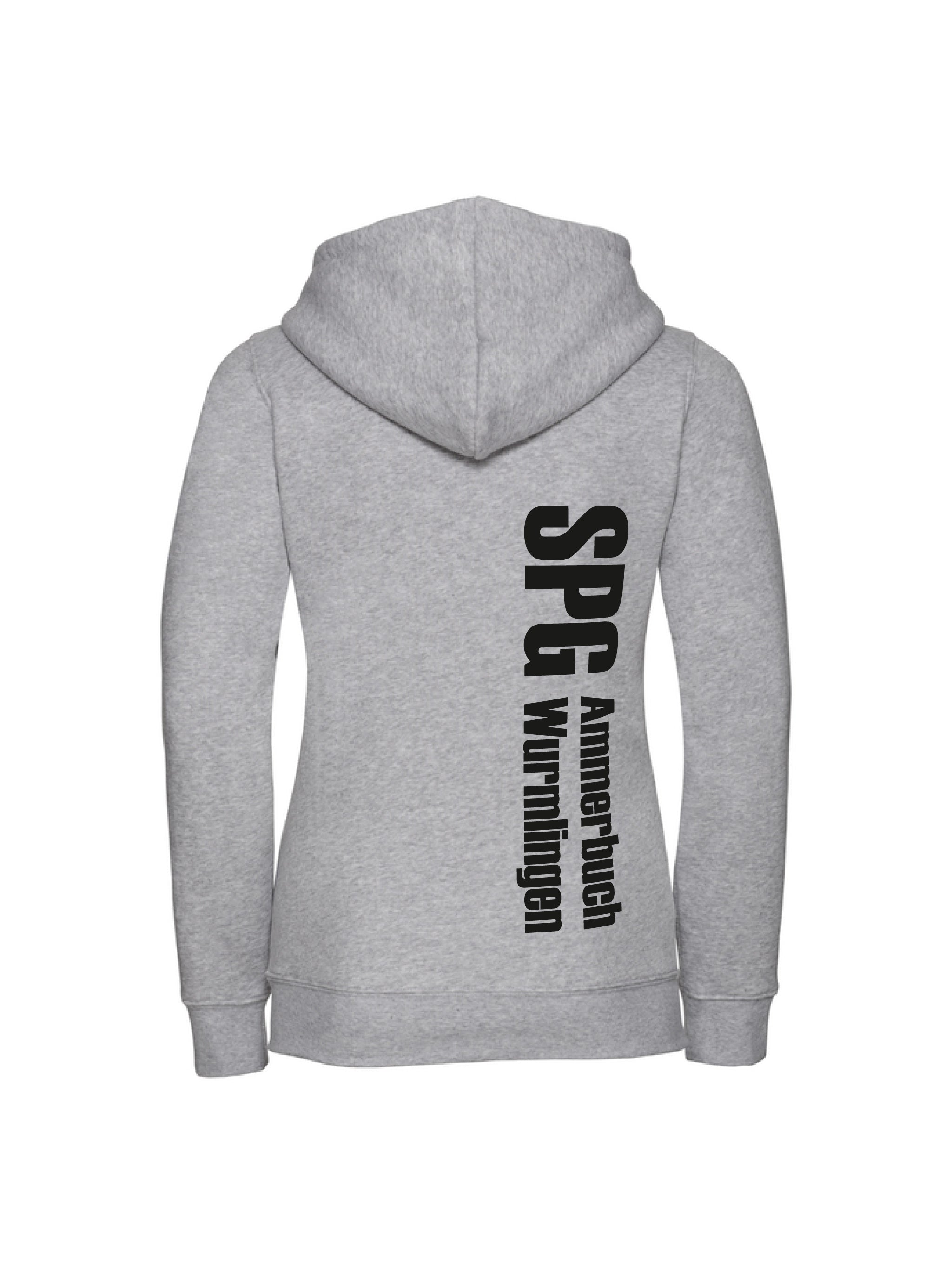 Damen Zip-Hoodie Heather Oxford Rückseite – bedruckt | Maiershirts Ammerbuch