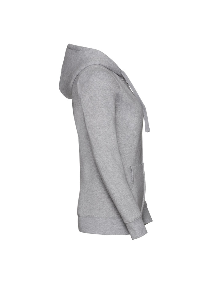 Damen Zip-Hoodie Heather Oxford Seitenansicht – Textildruck Maiershirts