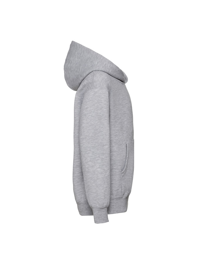 Kinder Hoodie Heather Oxford Seitenansicht – Textildruck Maiershirts